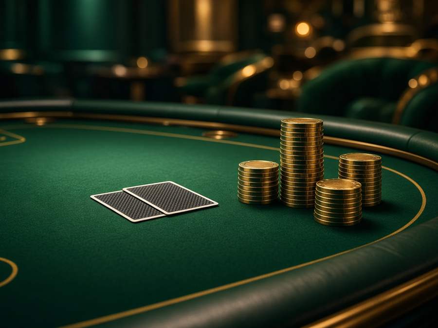 Table de poker élégante avec jetons dorés